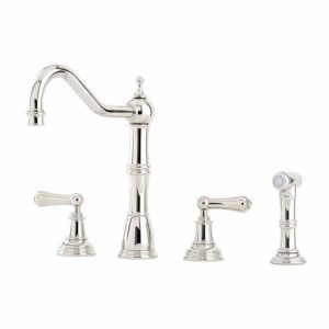 Perrin & Rowe Alsace 3 Hole Kitchen Sink Mixer & Rinse Nickel