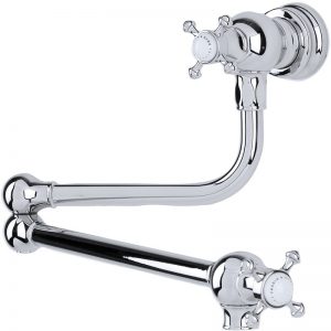 Perrin & Rowe Pot Filler with Crosshead Handles Pewter