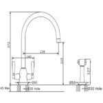 Perrin & Rowe Oberon C Spout Kitchen Sink Mixer with Rinse Nickel
