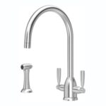 Perrin & Rowe Langbourn C Spout Kitchen Sink Mixer with Rinse Pewter