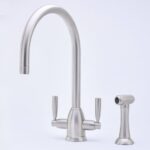 Perrin & Rowe Langbourn C Spout Kitchen Sink Mixer with Rinse Pewter