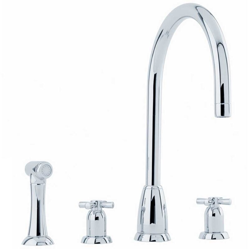 Perrin & Rowe Callisto Crosshead 3 Hole C Spout Sink Mixer Tap Chrome Perrin & Rowe Callisto Crosshead 3 Hole C Spout Sink Mixer Tap Chrome