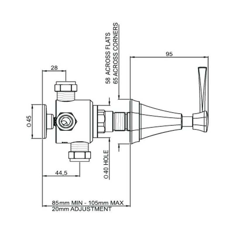 Perrin & Rowe Deco Concealed 1-Inlet, 2-Outlet Shower Diverter, Lever