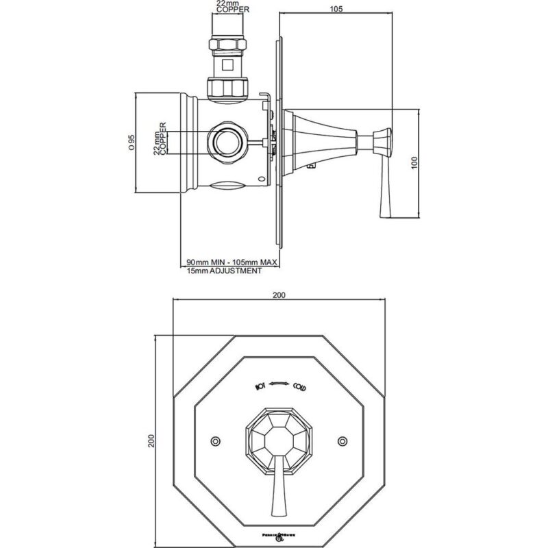 Perrin & Rowe Deco Lever Concealed Mixer without Flow Control Nickel