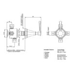 Perrin & Rowe Deco Concealed 1-Inlet, 3-Outlet Shower Diverter, Lever
