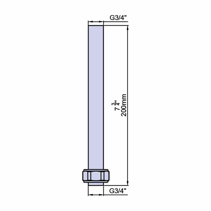 Perrin & Rowe Shower Outlet Connector 200mm Chrome