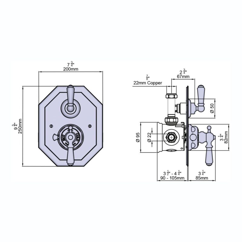 Perrin & Rowe Traditional Concealed Thermostatic Shower Mixer Nickel