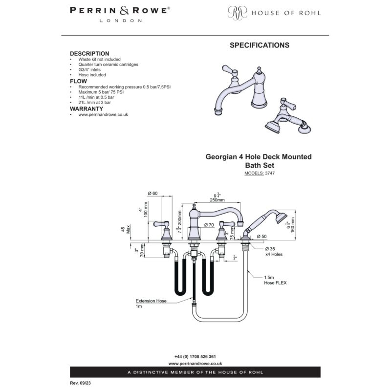 Perrin & Rowe Georgian Thermostatic Shower Mixer with Lever Handle Nickel