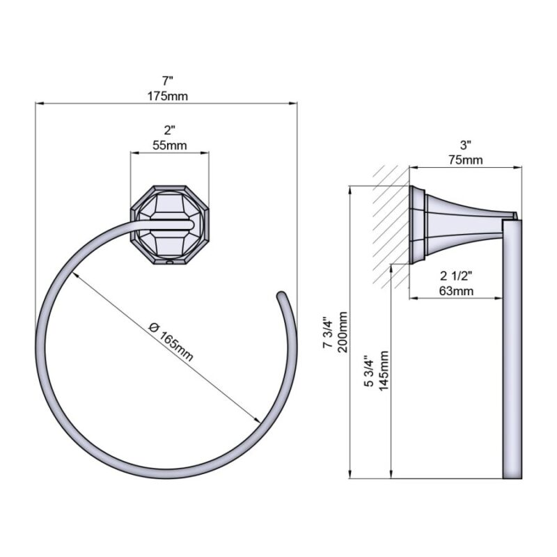Perrin & Rowe Deco Towel Ring Nickel