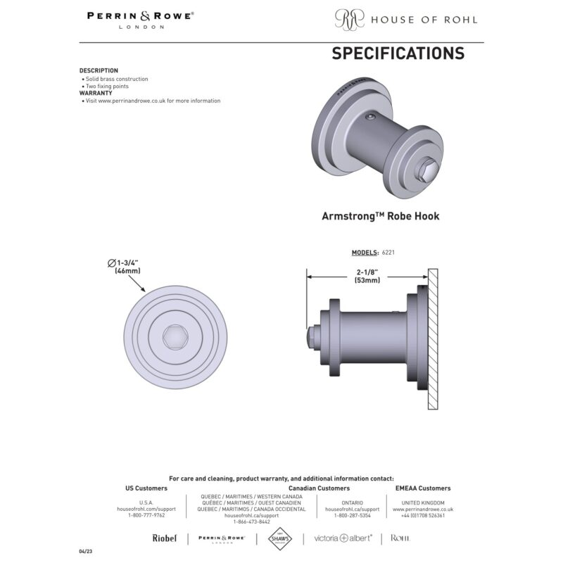 Perrin & Rowe Armstrong Robe Hook Chrome