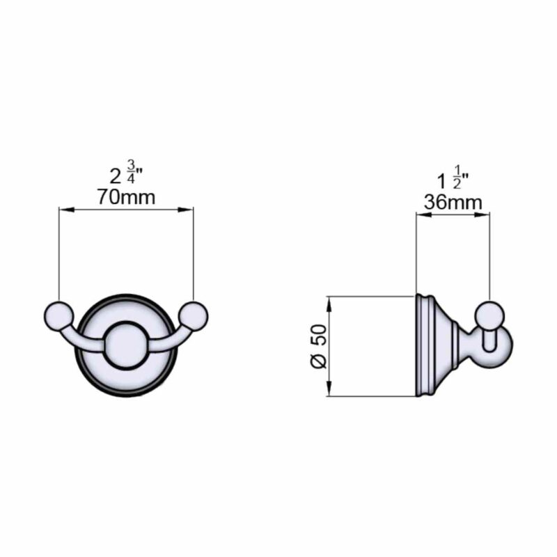 Perrin & Rowe Georgian Double Robe Hook Nickel