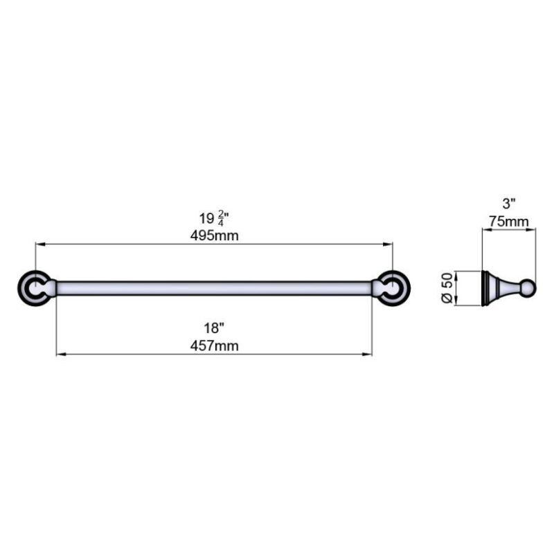 Perrin & Rowe Georgian 495mm Towel Rail Nickel