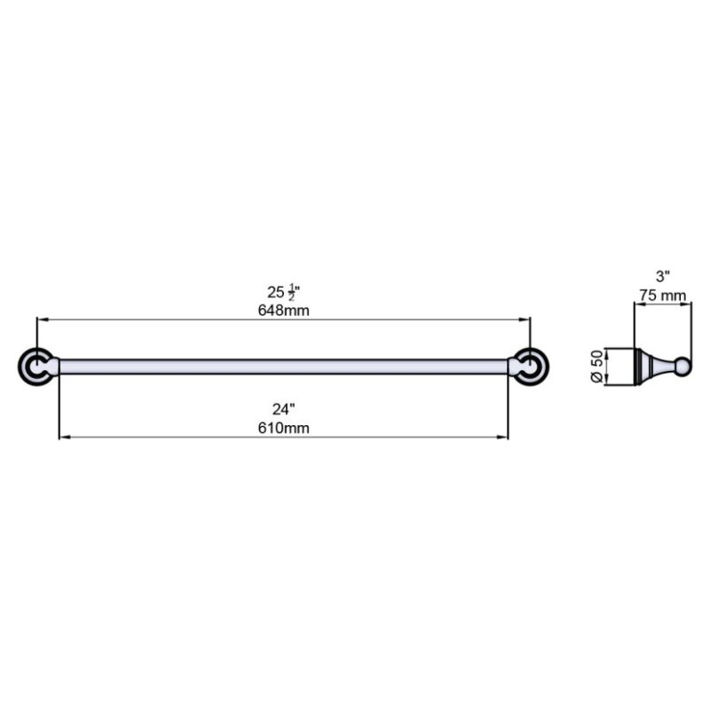 Perrin & Rowe Georgian 648mm Towel Rail Nickel