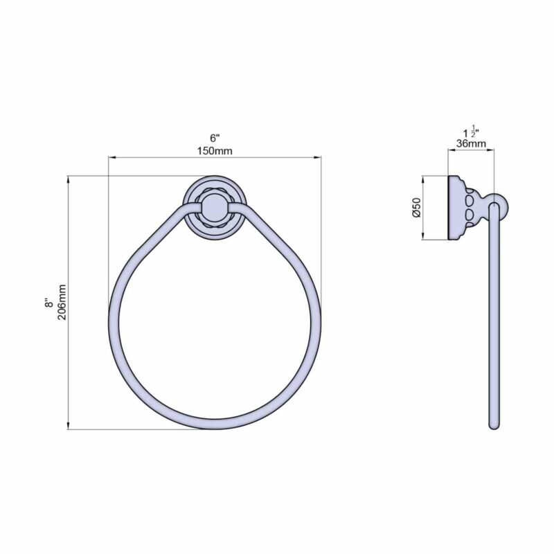 Perrin & Rowe Traditional 150mm Towel Ring Chrome
