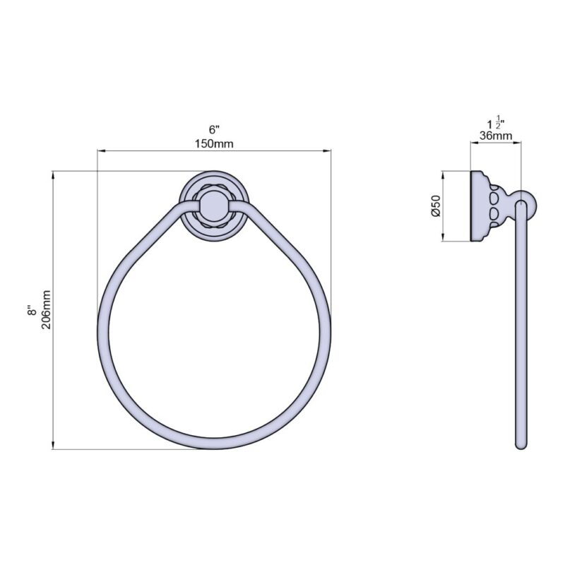 Perrin & Rowe Traditional 150mm Towel Ring Nickel