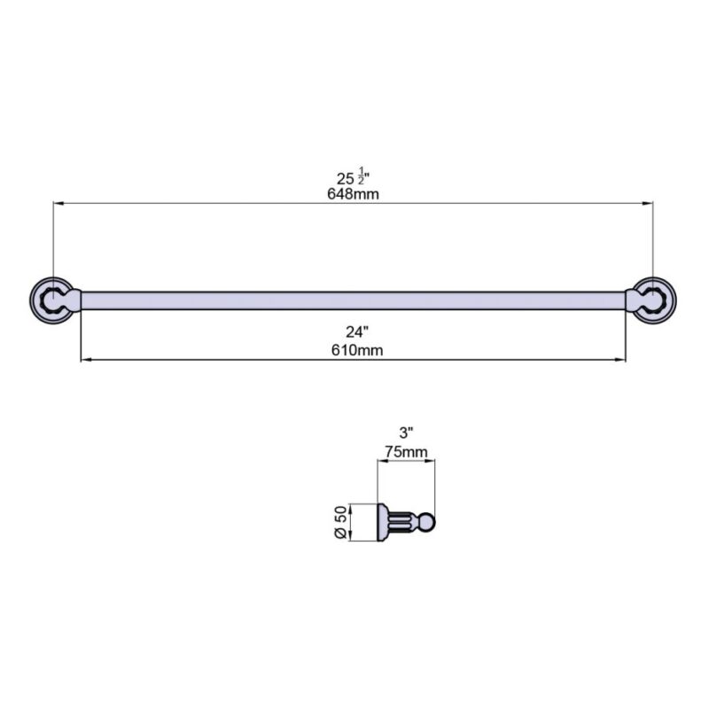Perrin & Rowe 610mm Single Towel Rail Chrome
