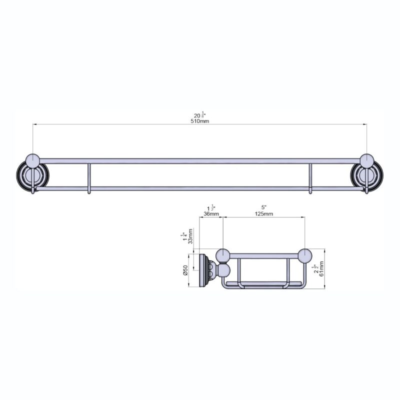 Perrin & Rowe Traditional 510mm Glass Shelf Nickel