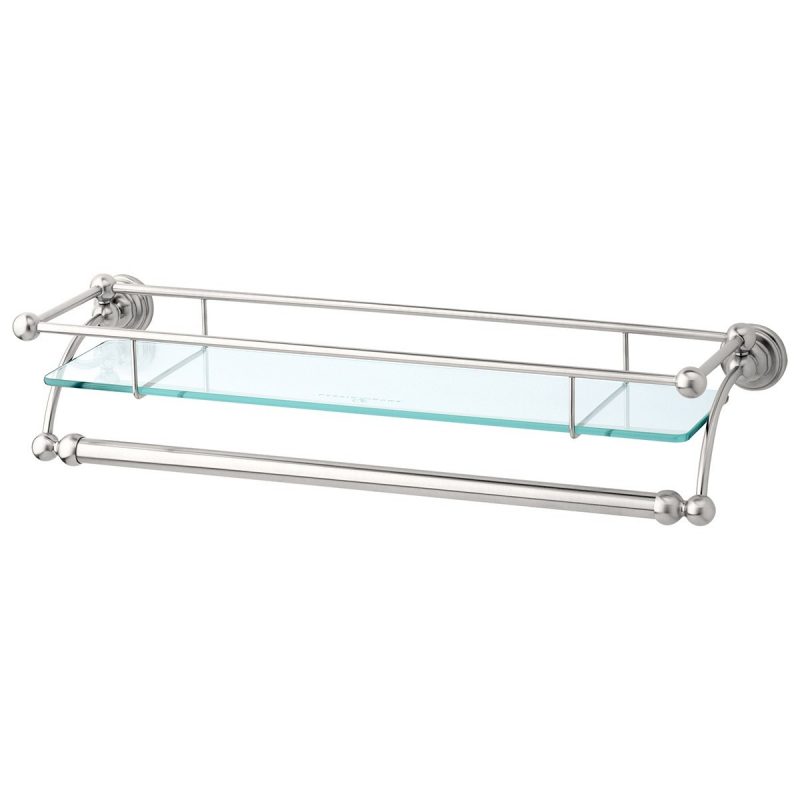 Perrin & Rowe 20" Glass Shelf with Towel Rail Chrome