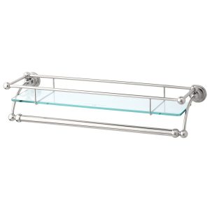 Perrin & Rowe 20" Glass Shelf with Towel Rail Pewter