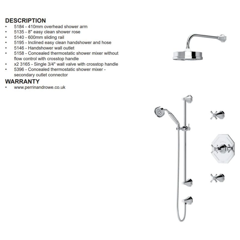 Perrin & Rowe Deco Shower Set 1 Pewter