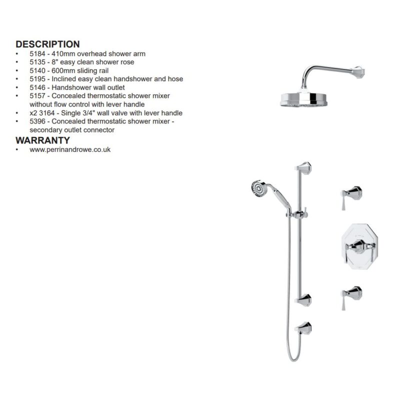 Perrin & Rowe Deco Shower Set 2 Pewter