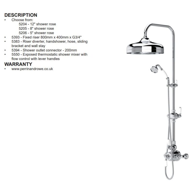 Perrin & Rowe Traditional Shower Set 1 Chrome