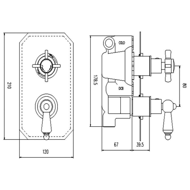 Nuie Edwardian Twin Thermostatic Shower Valve