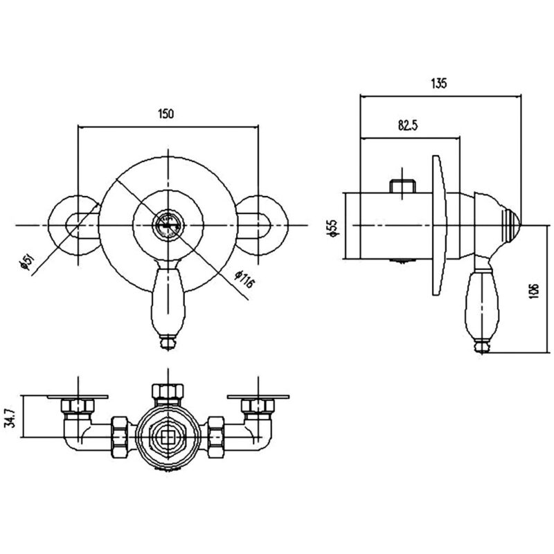 Nuie Edwardian Manual Shower Valve