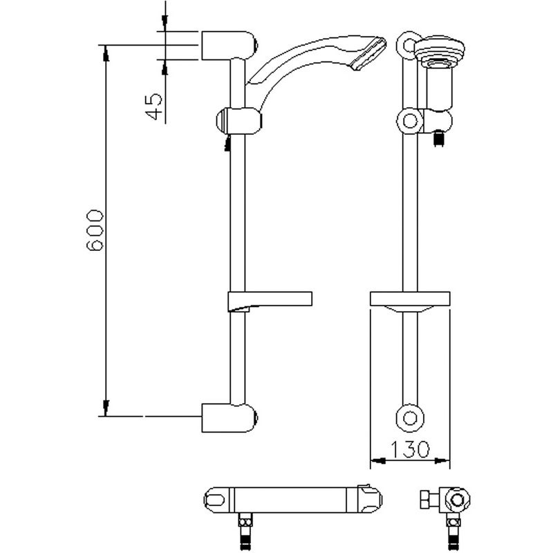 Nuie Thermostatic Bar Shower with Kit