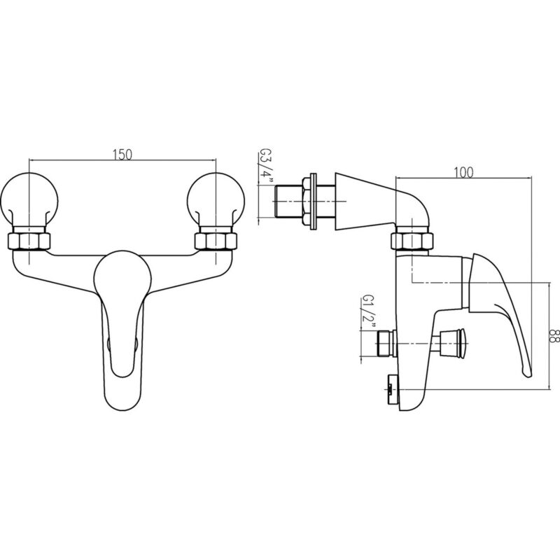 Nuie Eon Deck Mounted Bath Shower Mixer