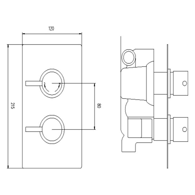 Nuie Quest Twin Thermostatic Shower Valve with Diverter