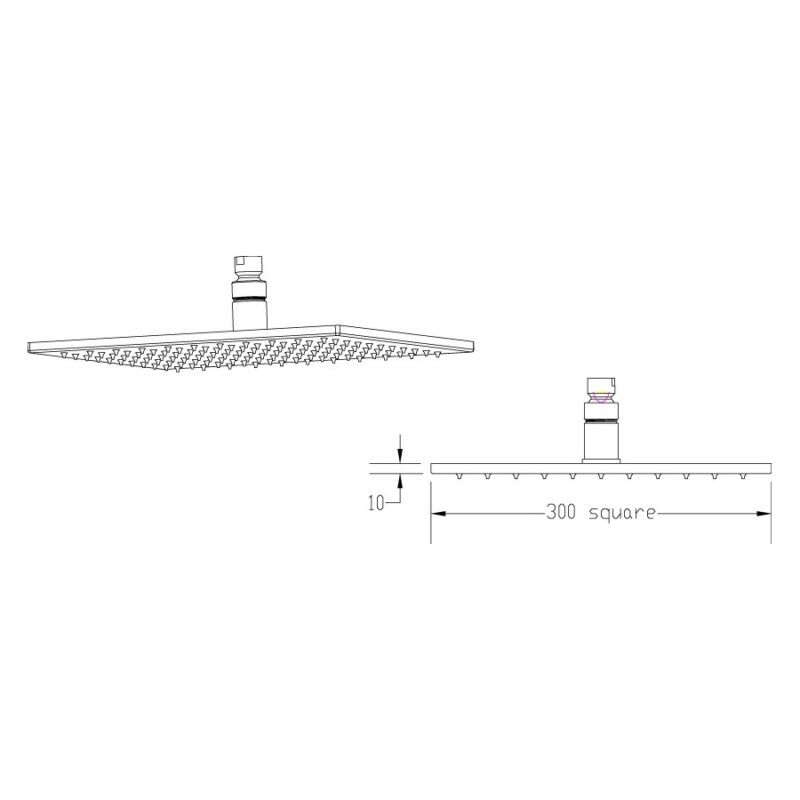 Nuie Square LED Fixed Head 300mm
