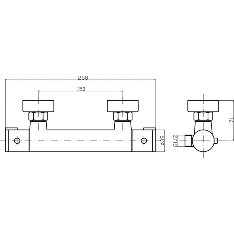Nuie Minimalist Thermostatic Bottom Outlet Bar Valve