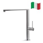 Prima+ Tiber Single Lever Flat Kitchen Mixer Tap Steel