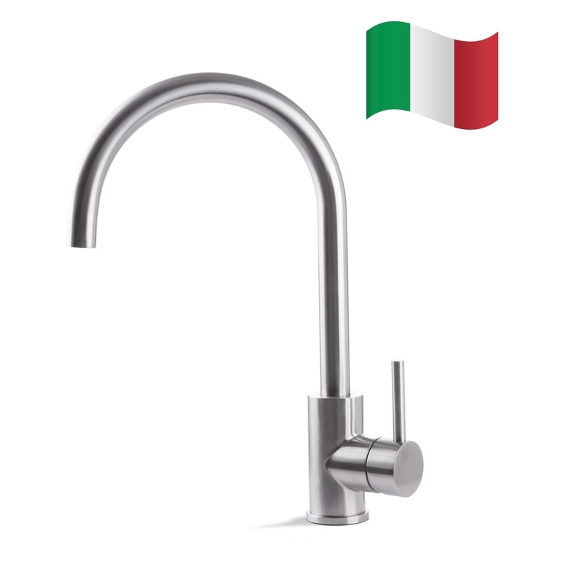 Prima+ Tiber Single Lever Round Kitchen Mixer Tap Steel Prima+ Tiber Single Lever Round Kitchen Mixer Tap Steel