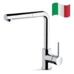 Prima+ Riace L-Shaped Kitchen Mixer Tap with Pull Out Chrome
