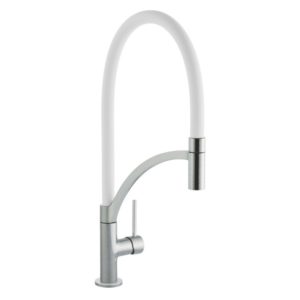 Prima+ Swan Neck Single Lever Mixer Tap with Pull Out White