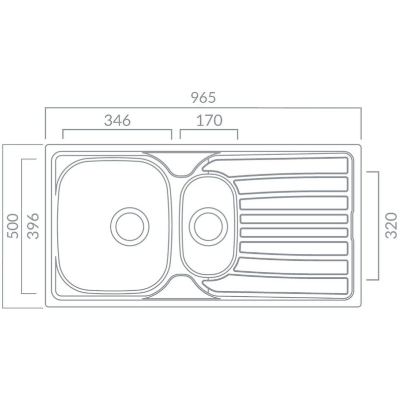Prima 1.5B 965x500mm Inset Sink Stainless Steel