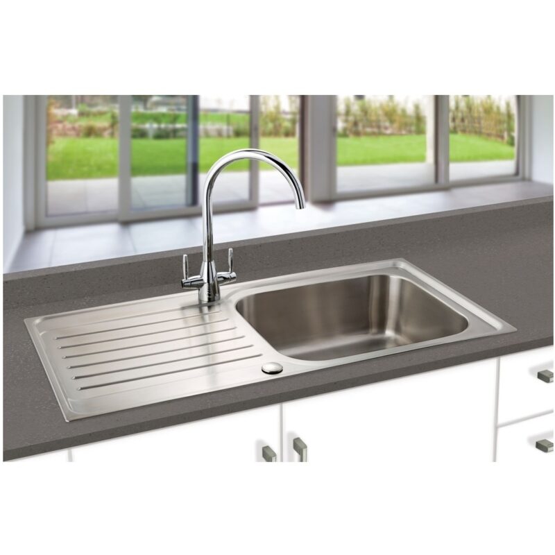 Prima Deep 1B & Drainer Inset Sink Polished Steel