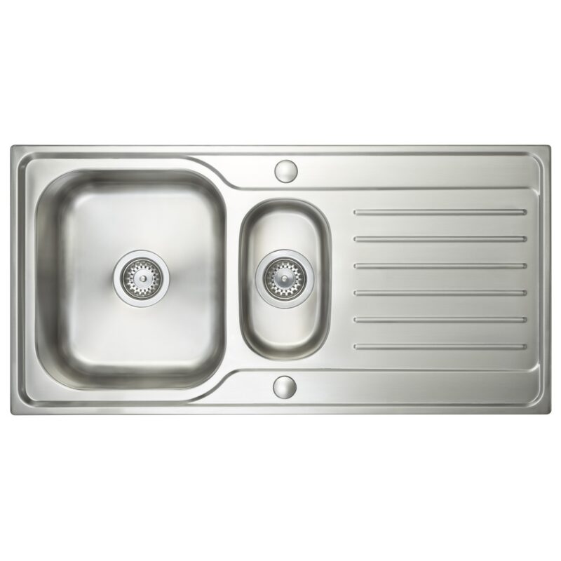 Prima Deep 1.5 Bowl & Drainer Inset Sink Polished Steel