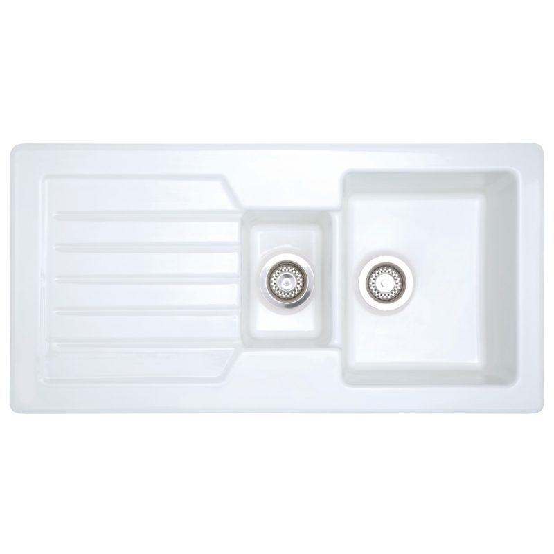 Prima 1.5 Bowl 1D Reversible Inset Ceramic Sink White