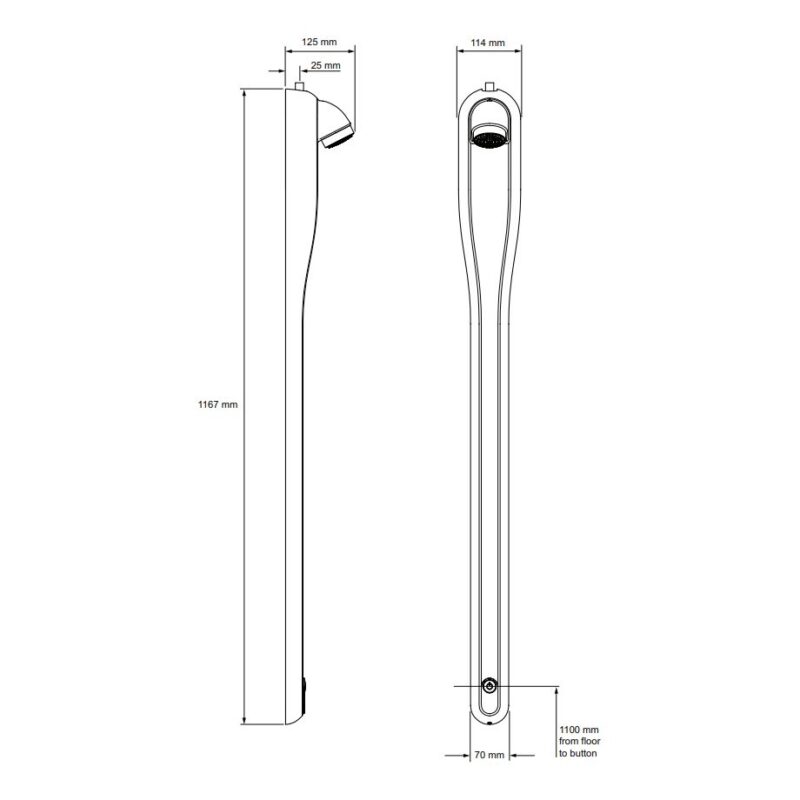 Rada S.PA 1 Slimline Shower Panel Silver