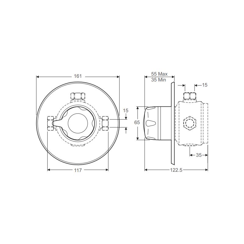 Rada Meynell V8/3 BL Single Sequential Thermostatic Mixing Valve