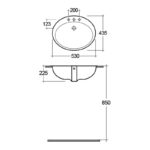 RAK Jessica 53cm Over Counter Wash Basin 2 Tap Holes
