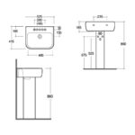 RAK Metropolitan 52cm Basin 1 Taphole