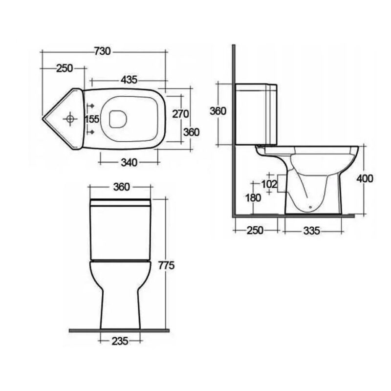 RAK Origin Corner Toilet Full Access Pack with Cistern (No Seat)