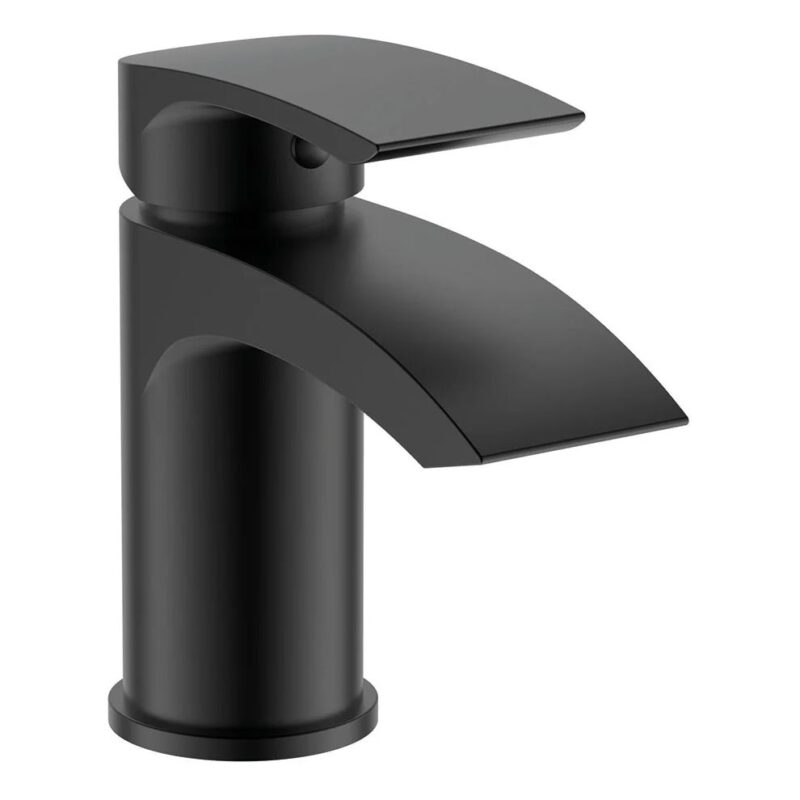 RAK Curve Mono Basin Mixer with Clicker Waste Black