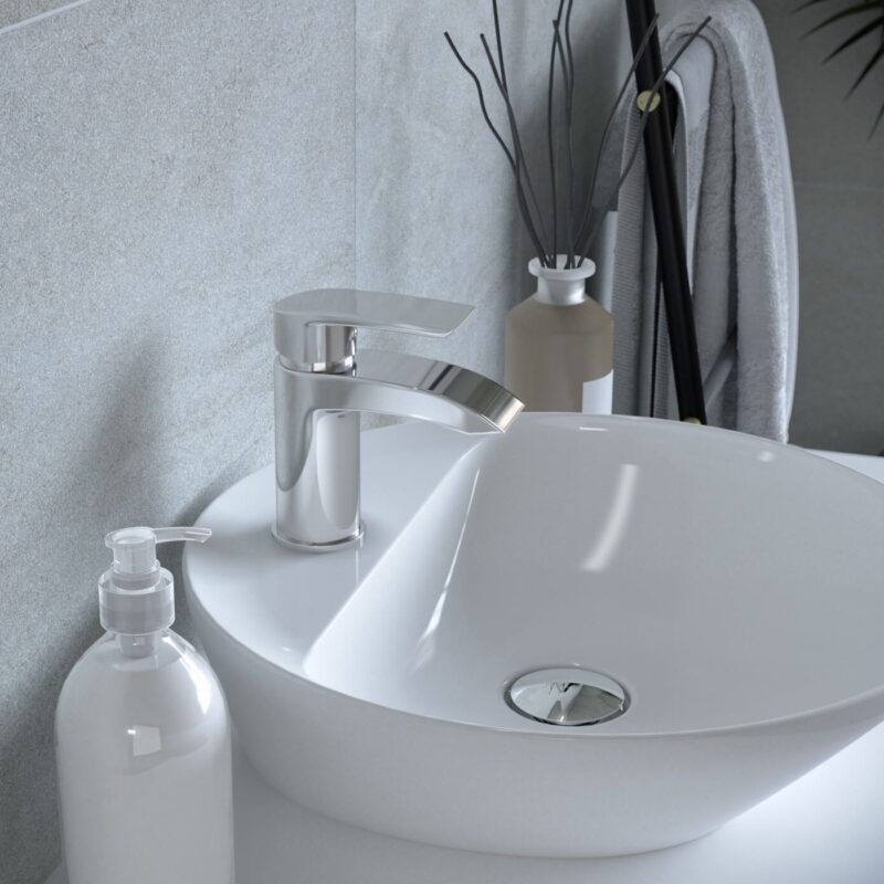 RAK Curve Mini Mono Basin Mixer with Clicker Waste
