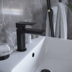 RAK Moon Mono Basin Mixer with Clicker Waste Black