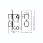 RAK Square Dual Outlet 2 Handle Thermostatic Concealed Shower Valve